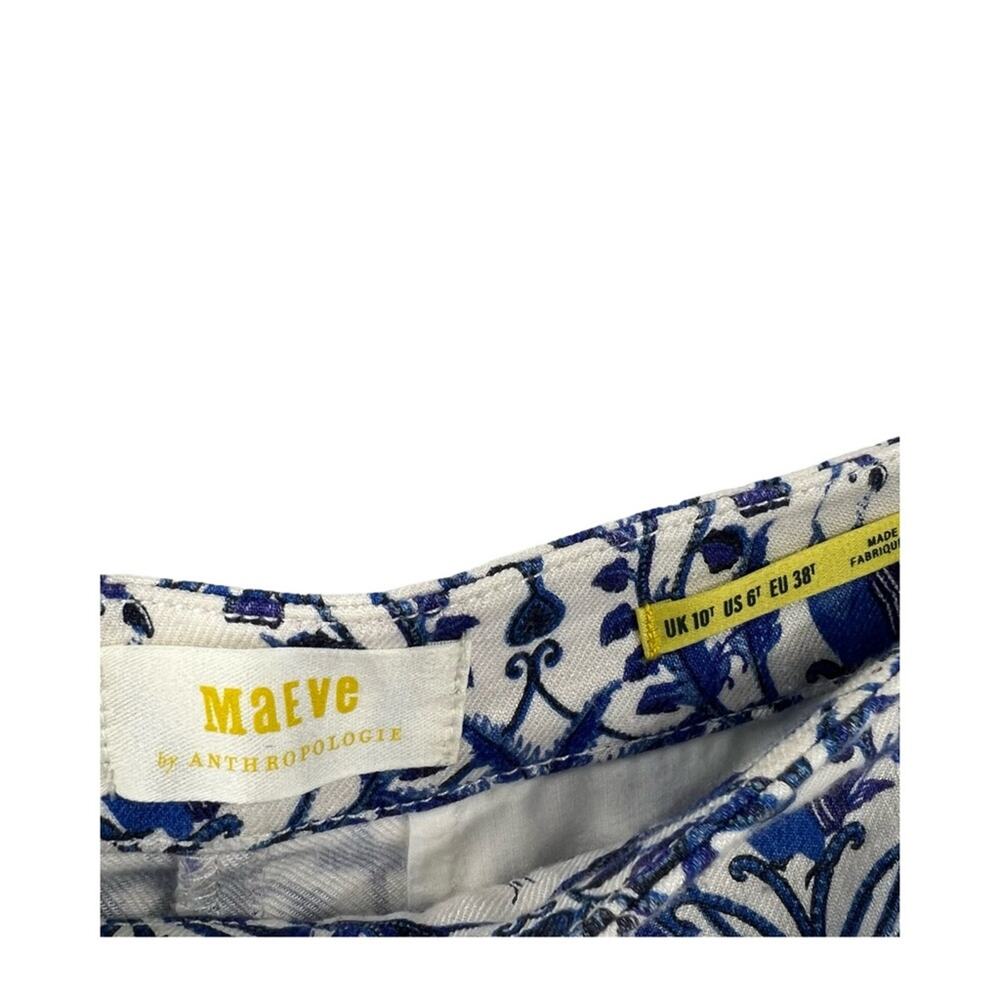 Anthropologie Maeve Linen Bird Printed Palazzo Wide Leg Pants Sz 10 Tall - Picture 7 of 9